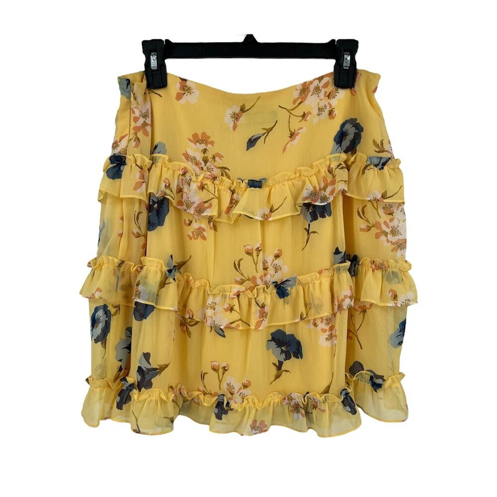 Lauren Ralph Lauren skirt floral ruffle trim georgette a line miniskirt size 8 - Picture 5 of 5